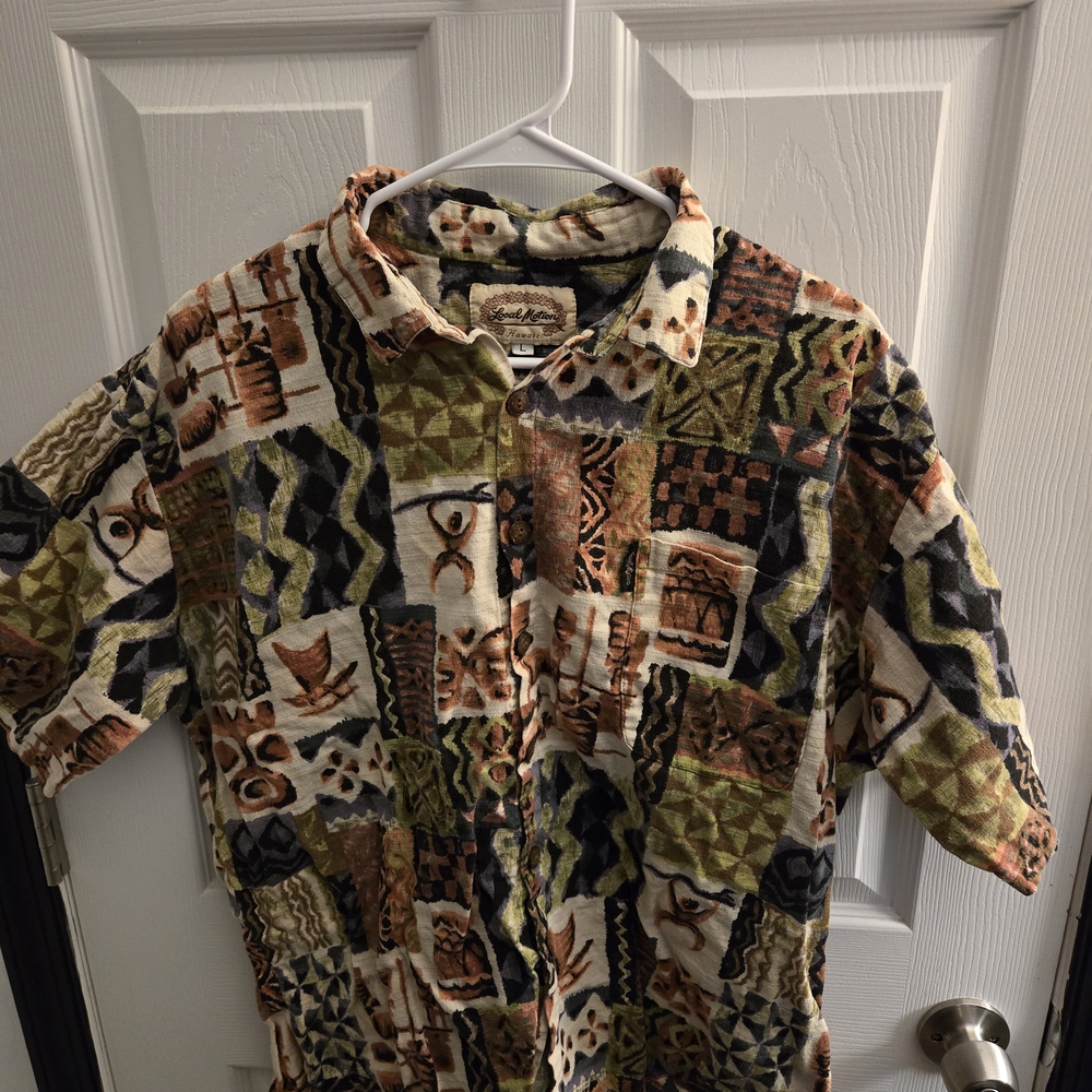 Vintage Local Motion Hawaiian Print Button Down Shirt Made In Hawaii